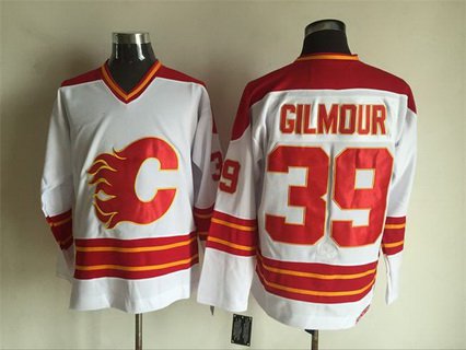 Men's Calgary Flames #39 Doug Gilmour 1980-81 White CCM Vintage Throwback Jersey