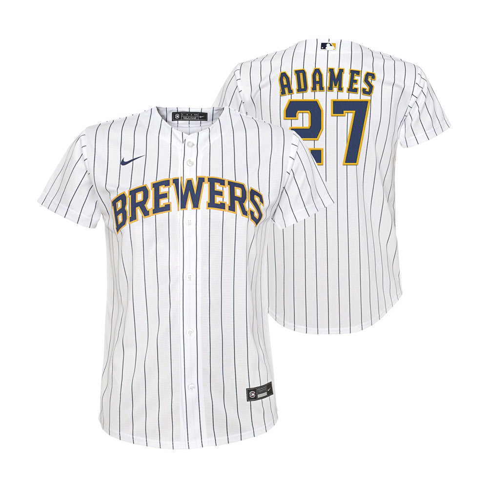 Youth Milwaukee Brewers Willy Adames Cool Base Replica Home Jersey - White