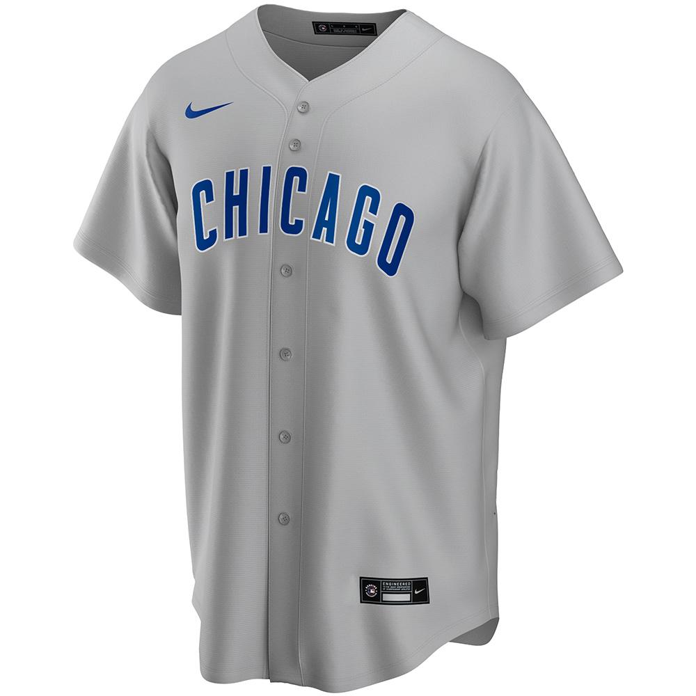 Mens Chicago Cubs Javy Baez Cool Base Replica Jersey Grey