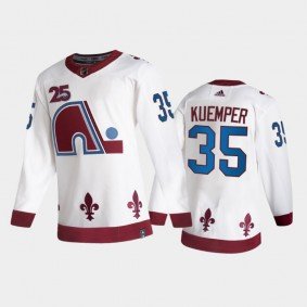 Men's Colorado Avalanche #35 Darcy Kuemper 2020-21 White Reverse Retro Stitched Jersey
