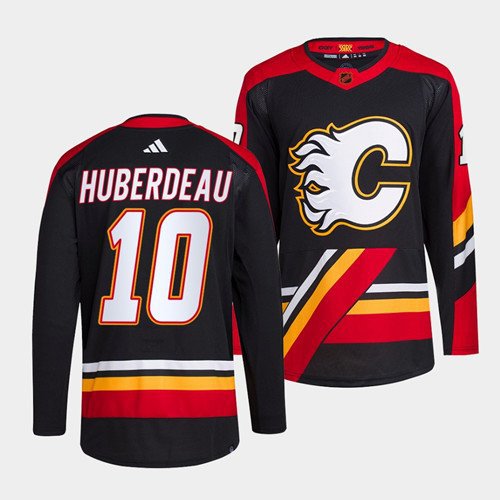 Calgary Flames #10 Jonathan Huberdeau Black Reverse Retro Stitched Jersey