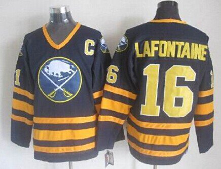 Men's Buffalo Sabres #16 Pat Lafontaine Navy Blue Throwback CCM Jersey