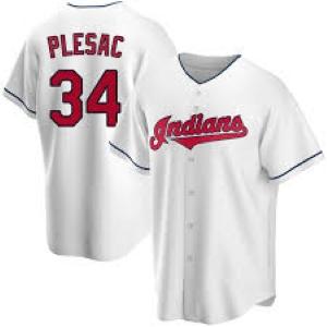 Mens Cleveland Indians Zach Plesac Cool Base Replica Jersey White