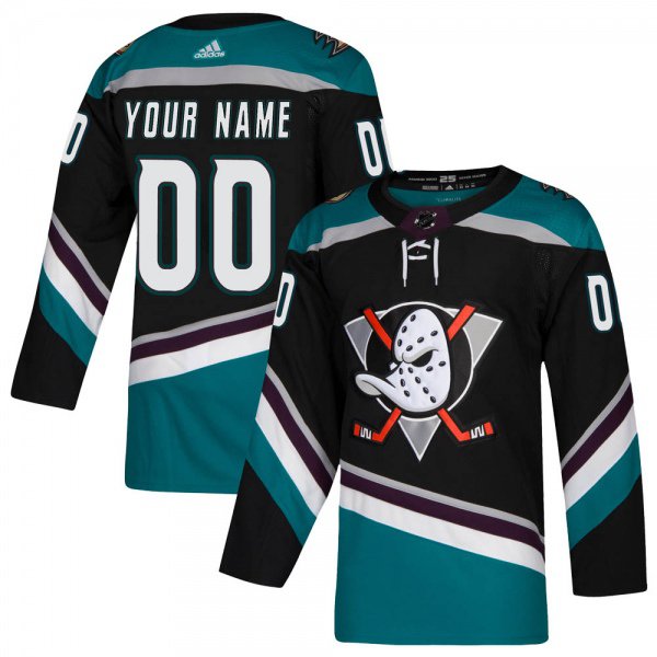 Custom Anaheim Ducks Any Name Teal Alternate Authentic Stitched Hockey Black Jersey